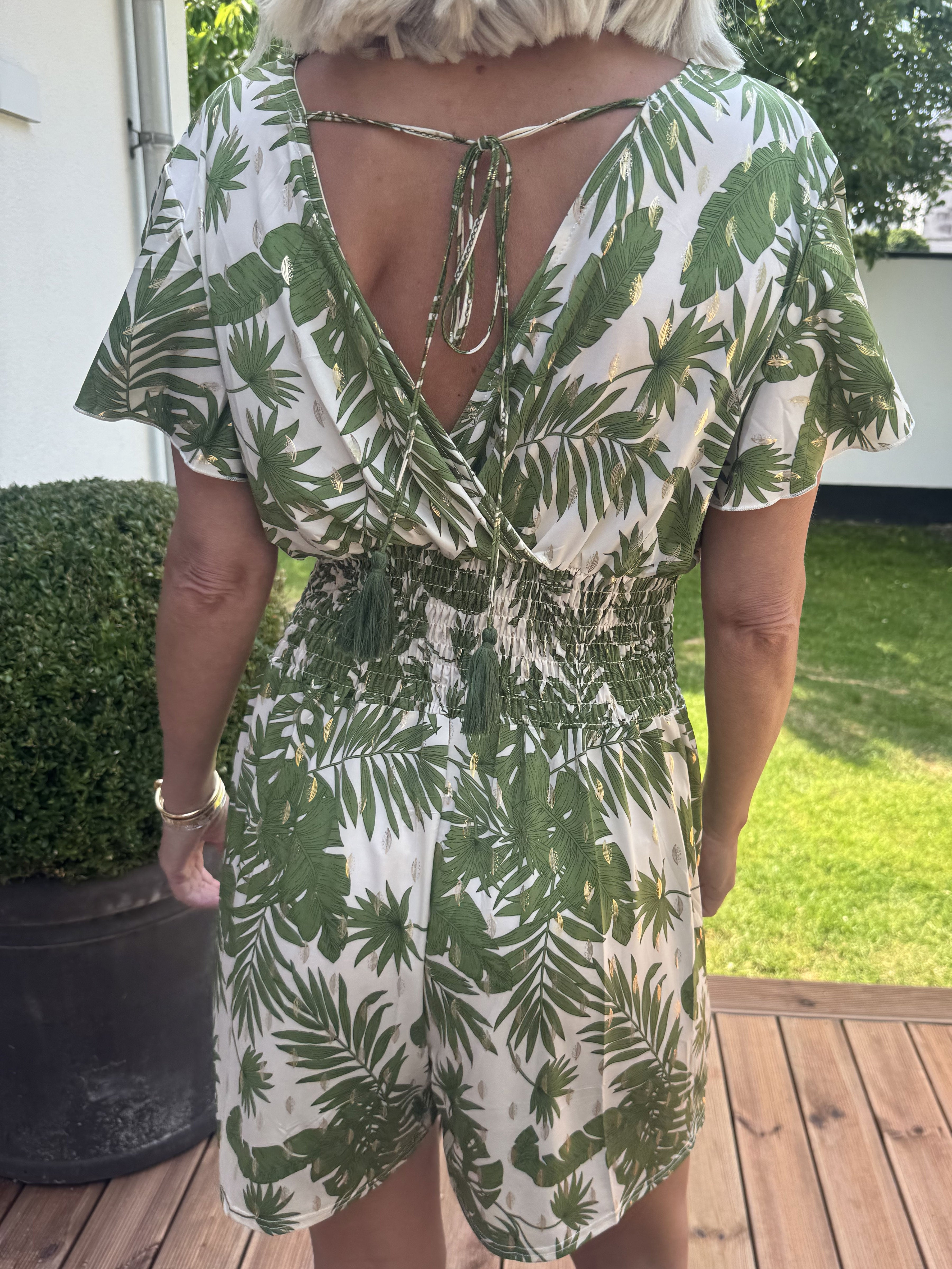 Pams Gold Leaf Playsuit - Elastisk playsuit med lommer